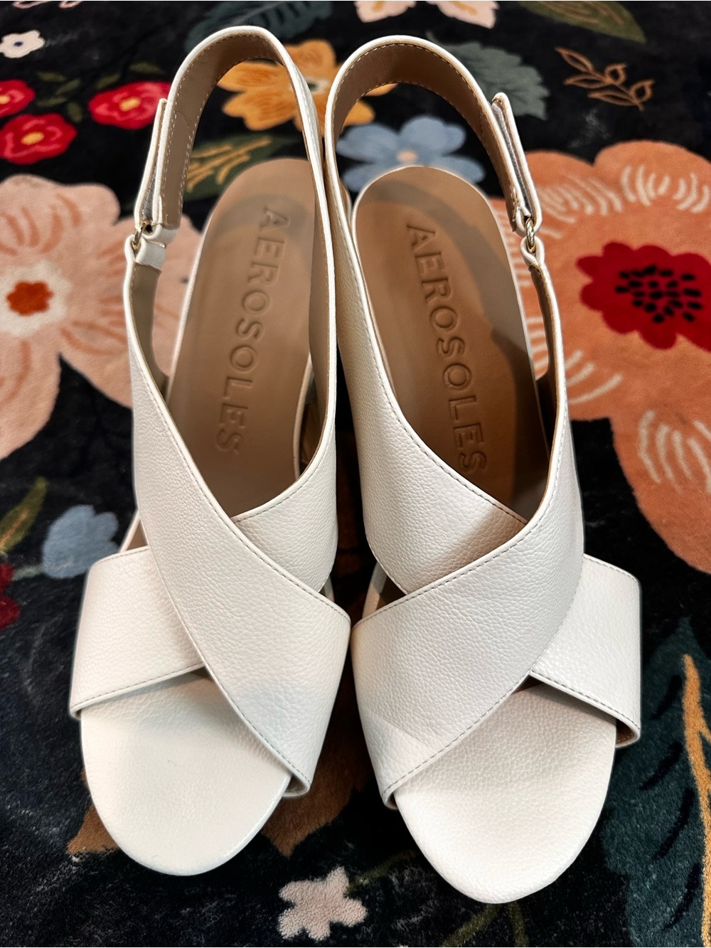 AEROSOLES Cream Crisscross Slingback Sandals